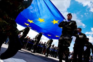  Soldiers carrying the EU flag